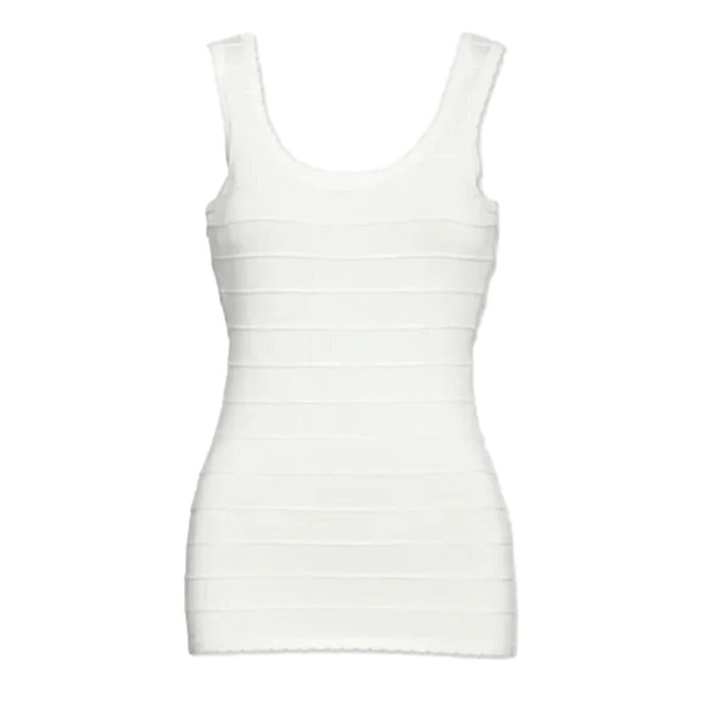 🆕 TORN BY RONNY KOBO White Scallop Trim Tank Top Small XS